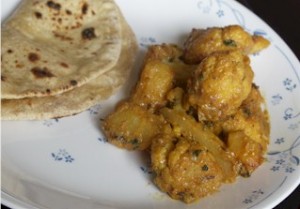 cauliflower& potato with roti