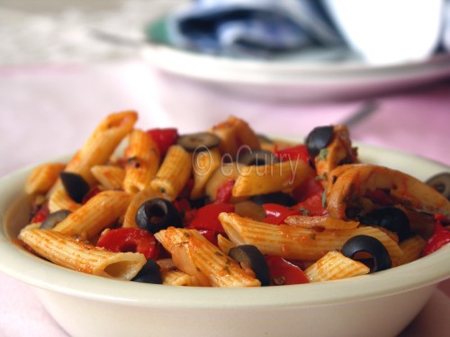 penne pasta with red pepper pesto3