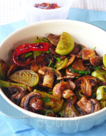 Mushroom and Green Tomato Stir Fry 3