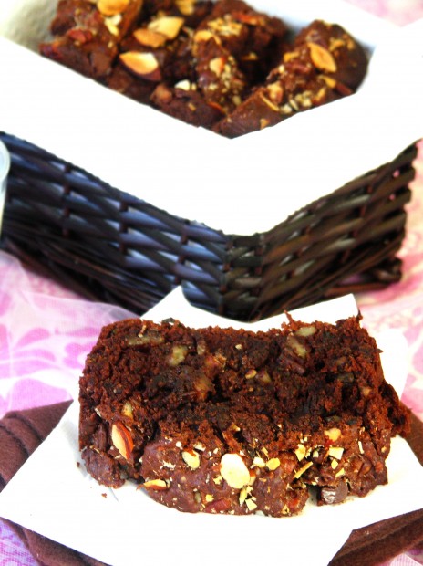 Eggless Chocolate, zucchini, nut bread