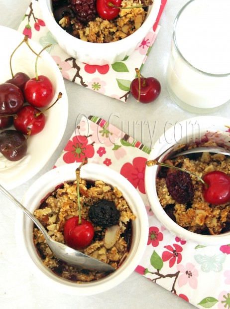 Cherry Blackberry and Almond Crisp