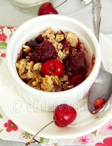 Cherry Blackberry and Almond Crisp 