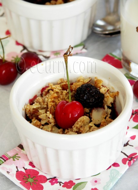 Cherry Blackberry and Almond Crisp