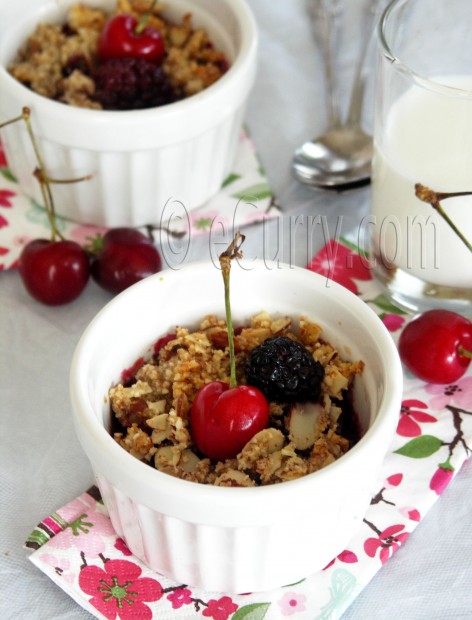 Cherry Blackberry and Almond Crisp