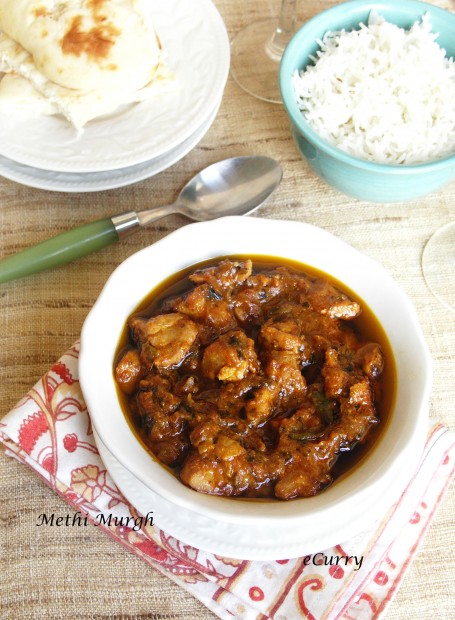 Methi Murgh/Chicken Curry with Fenugreek Leaves