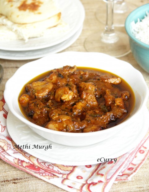 Methi Murgh/Chicken Curry with Fenugreek Leaves