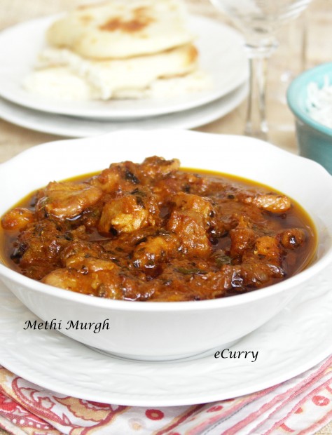 Methi Murgh/Chicken Curry with Fenugreek Leaves