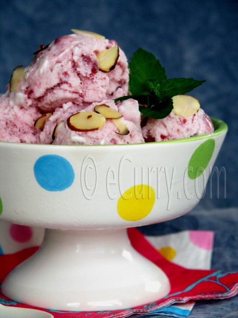 Strawberry Mint and Almond Ice Cream