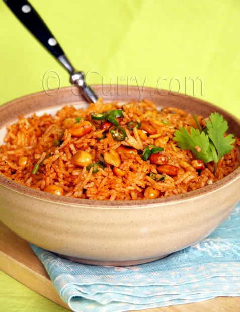 Cumin Flavored Tomato and Peanut Rice