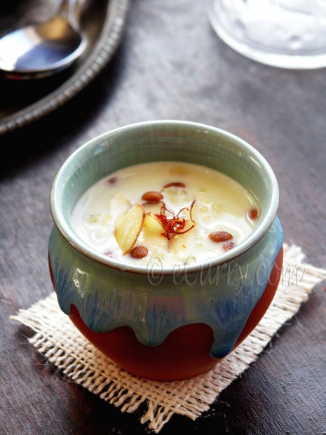 Sabudana Kheer/Tapioca Pudding with Saffron and Nuts