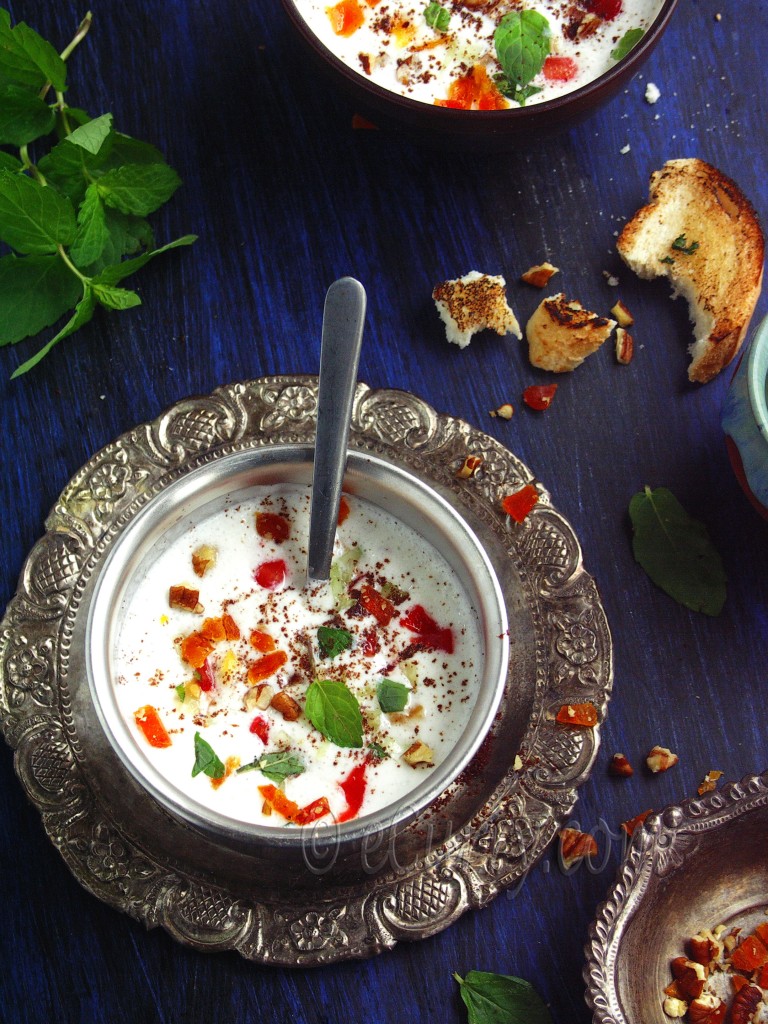 Chilled Minty Yogurt Nut Soup