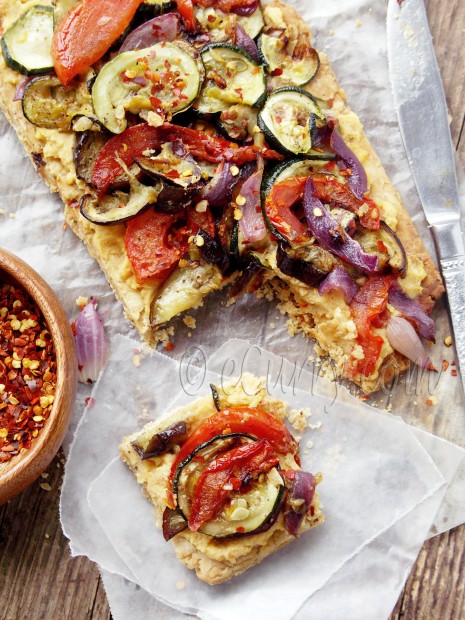 Grilled Vegetable Hummus Tart