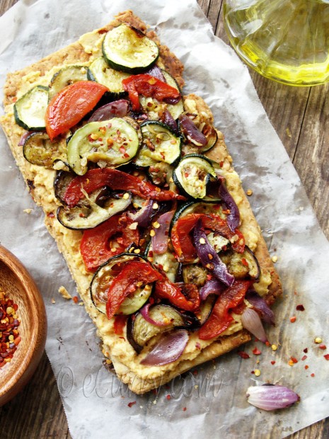 Grilled Vegetable Hummus Tart