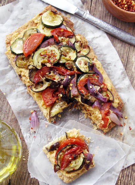 Grilled Vegetable Hummus Tart