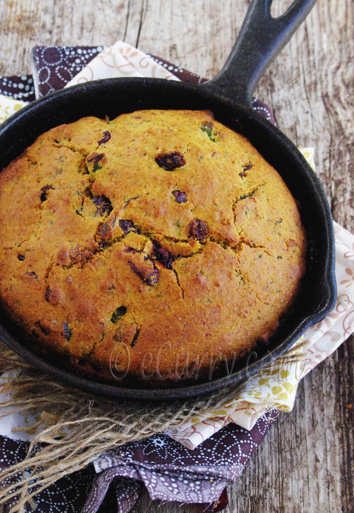 Jalapeno Cranberry Skillet Corn Bread