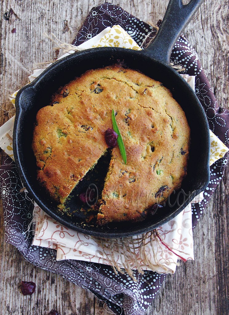 Jalapeno Craberry skillet corn bread