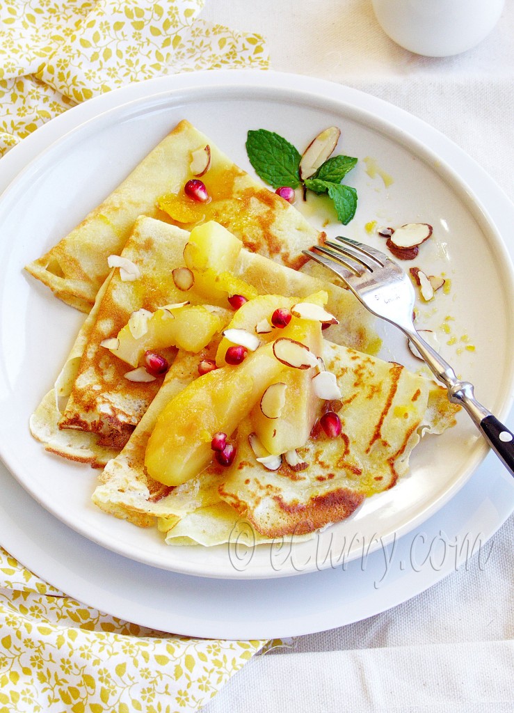 crepes with poached pear