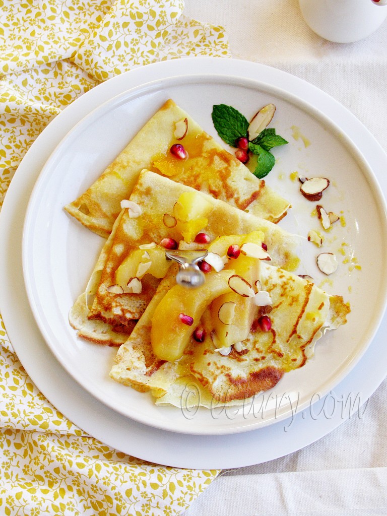 crepes with poached pear