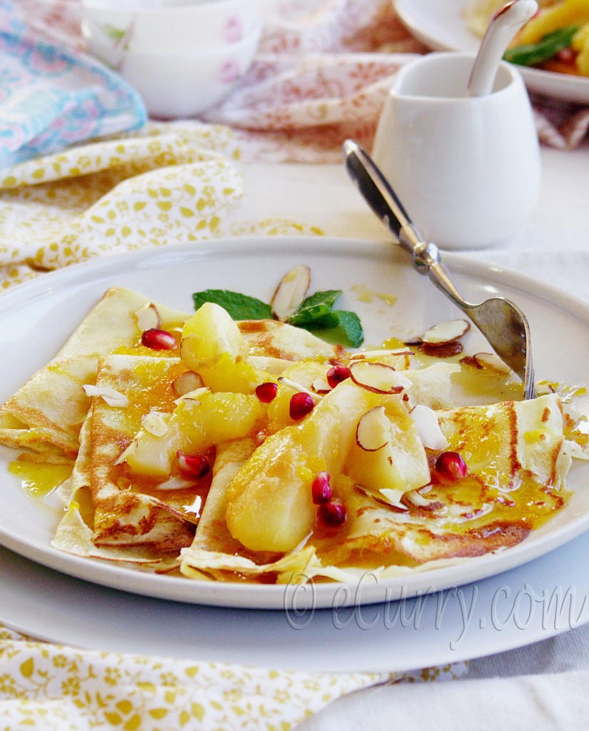 crepes with poached pears