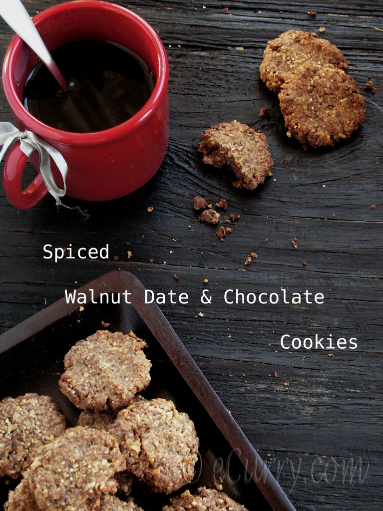 Spiced Walnut Date Chocolate Cookies