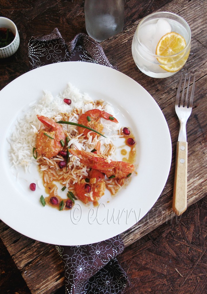 Shrimp with Pomegranate and Coconut Milk