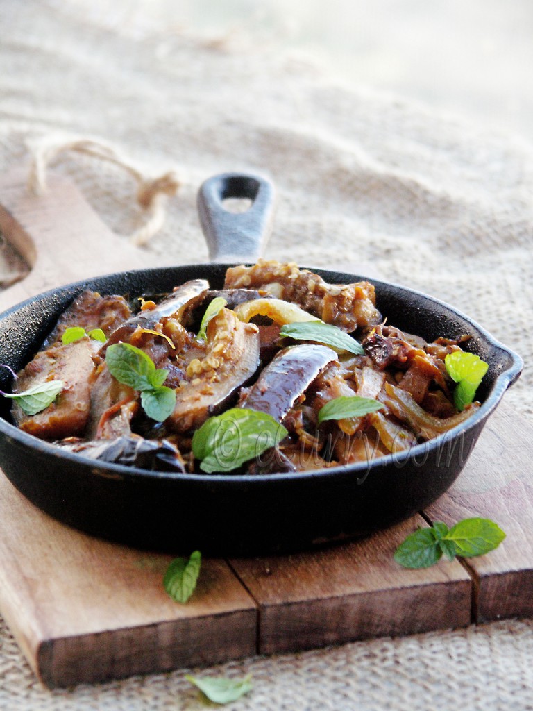 eggplant with tomato. garlic  and mint