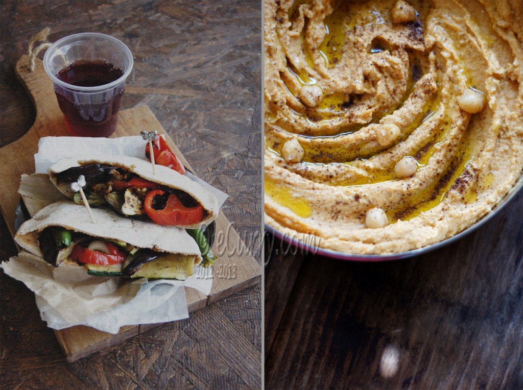 Hummus Stuffed Pita with Roasted Vegetables Diptych 1