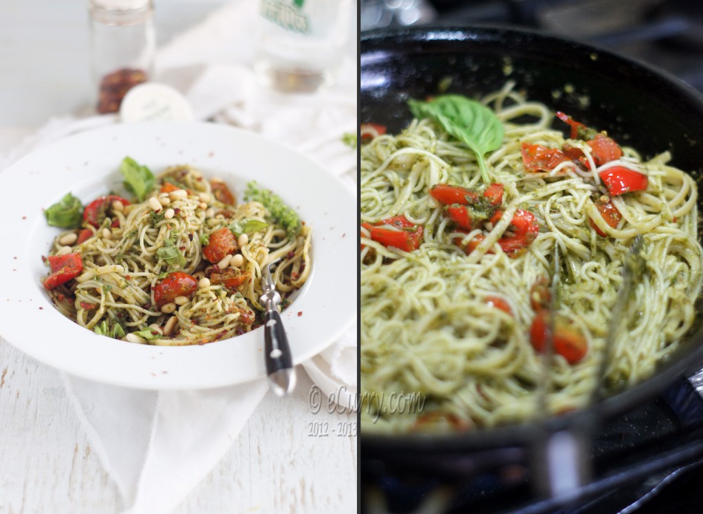 Pasta with Basil pesto Diptych 3