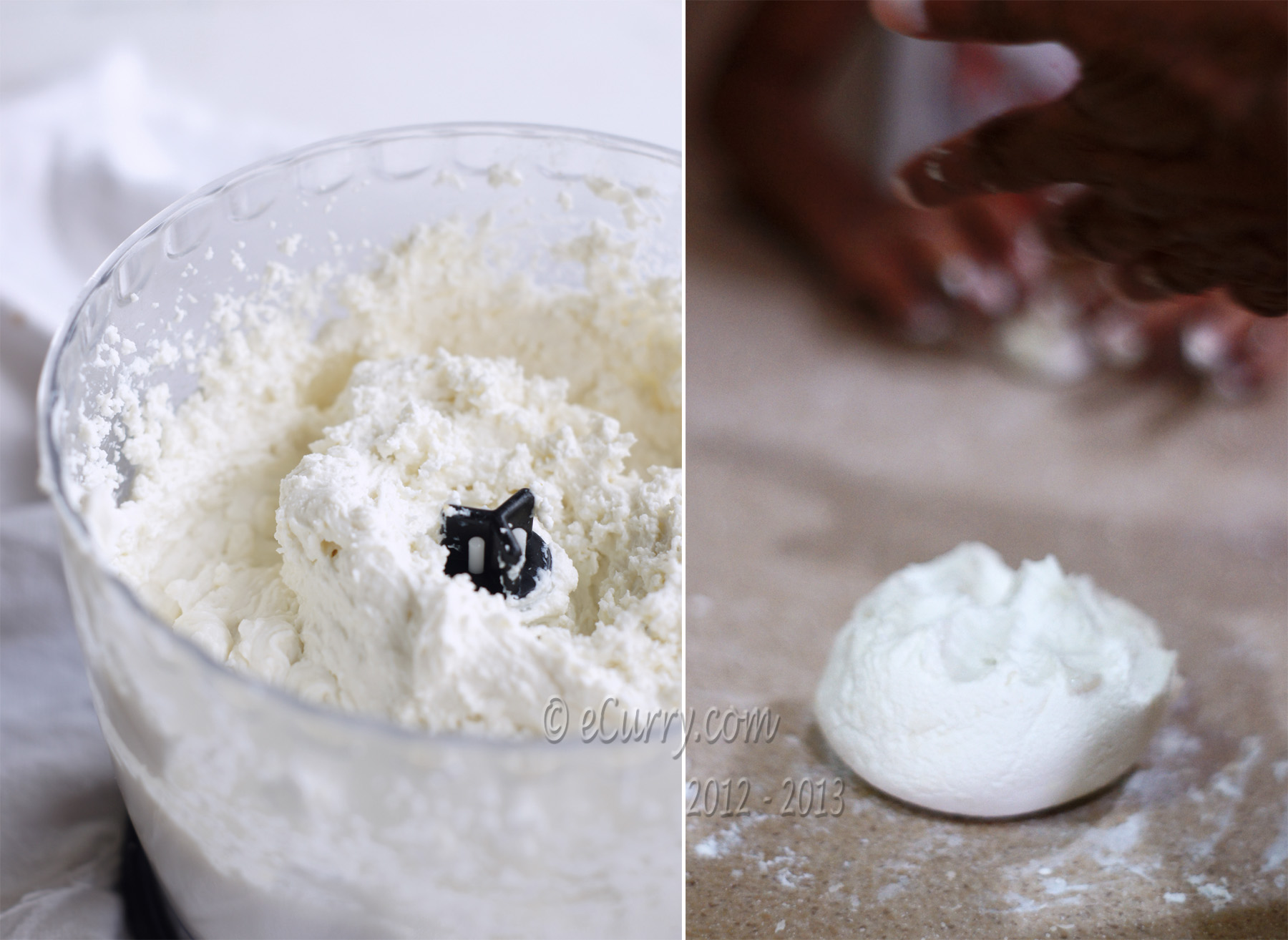 Homemade cheese for Rasgulla Diptych 1