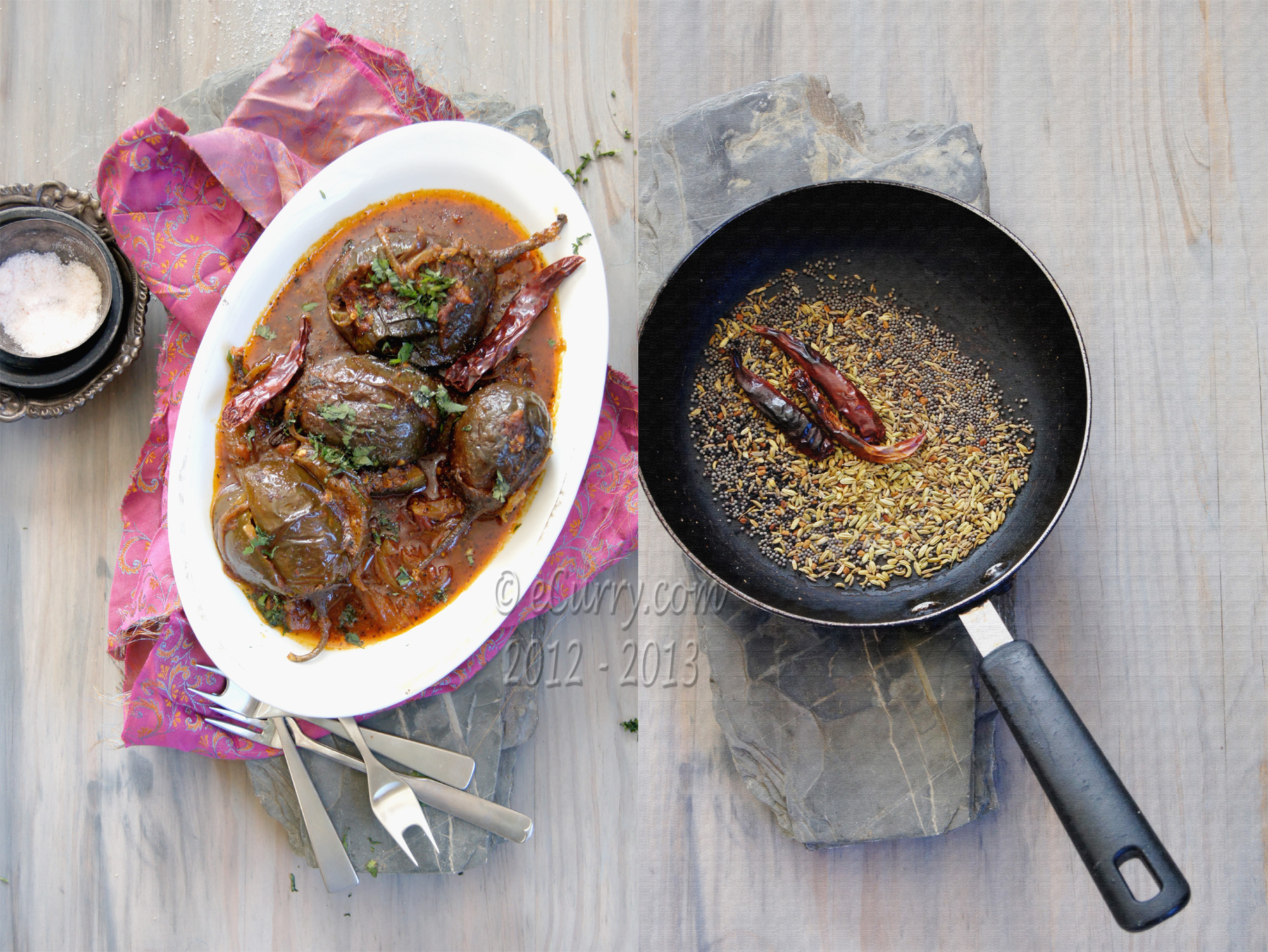 Achari baingan - Eggplant with Pickling Spices