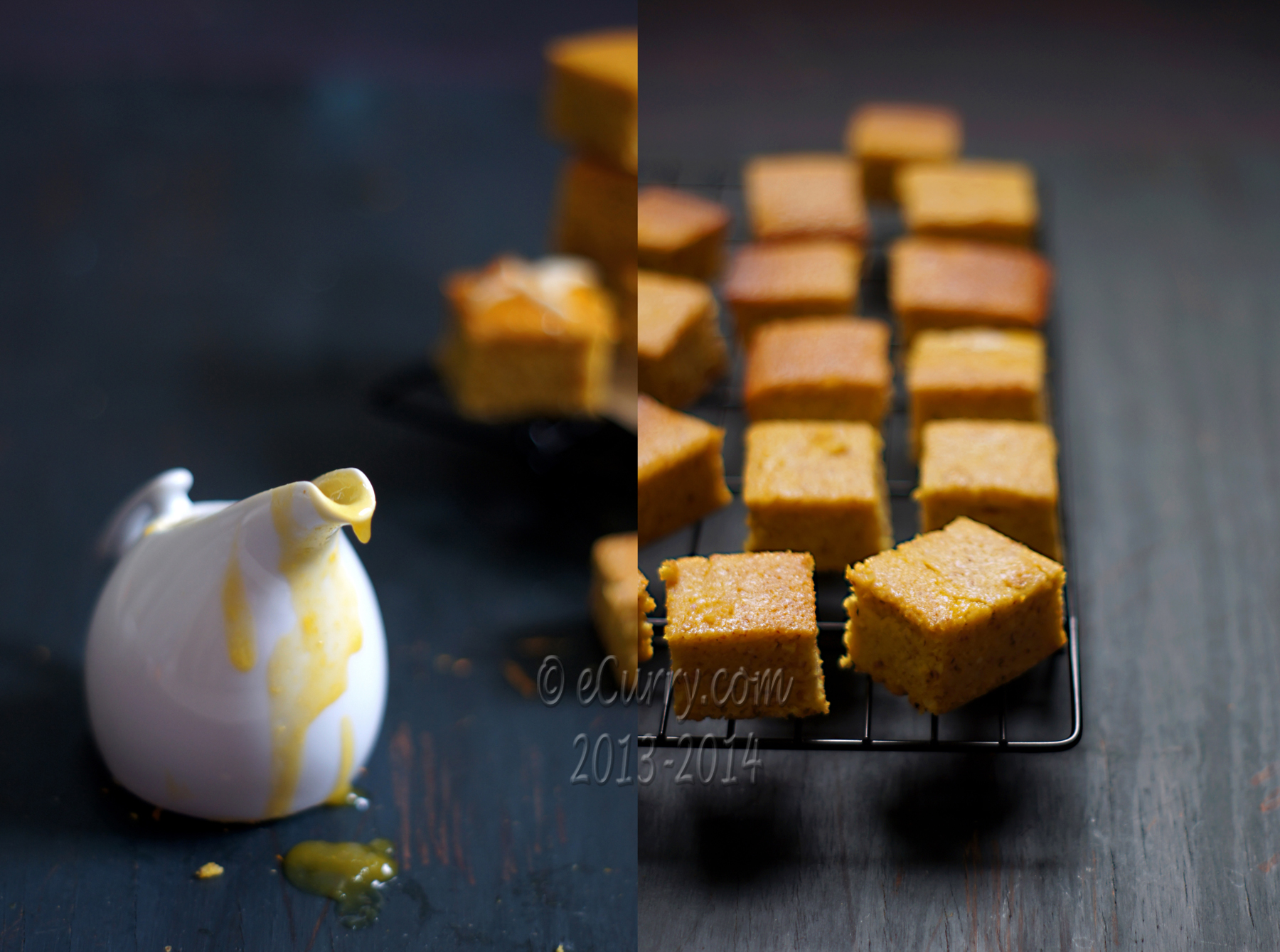 Almond Orange Cake with Spiked Orange Sauce Diptych 1