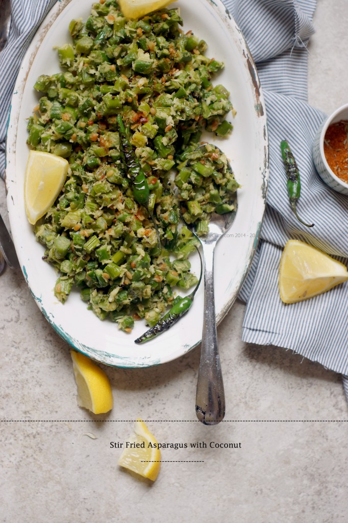 Asparagus stir fried with coconut 4