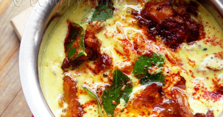 Pakore Wali Kadhi (Fried Onion Dumplings in Yogurt Sauce)