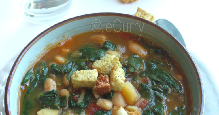 Spinach Soup with Potato & Fried Garlic