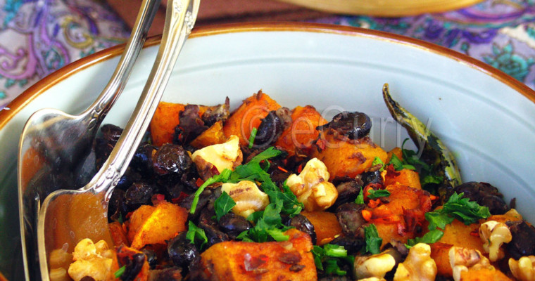 Butternut Squash with Black Beans and Walnuts