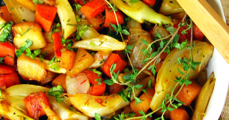 Saffron and Honey Glazed Root Vegetables