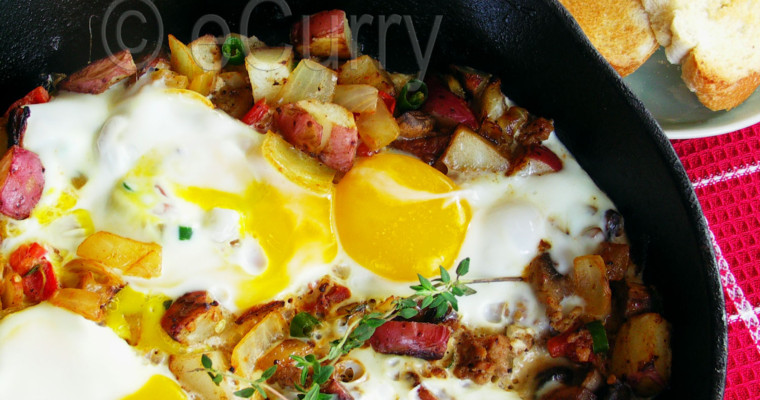 Skillet Eggs with Potatoes and Mushrooms