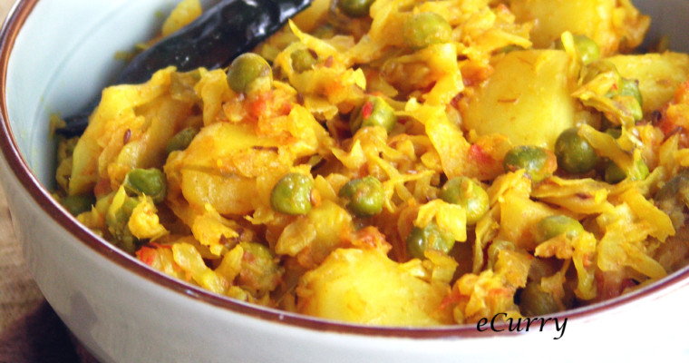 Cabbage with Peas and Potatoes – Bandhakopir Torkaari