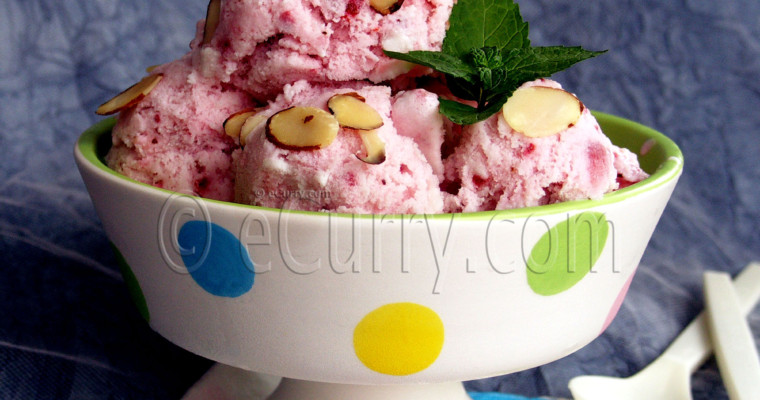 Strawberry Mint and Almond Ice Cream