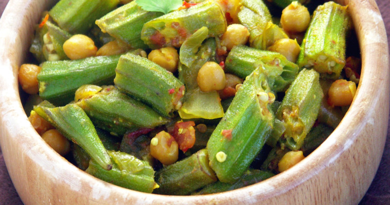 Curried Okra with Chickpeas