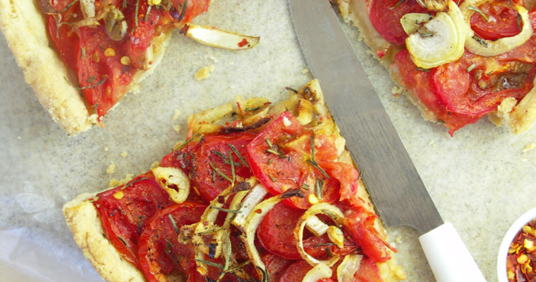 Poppy Seed Crusted Tomato and Onion Tart