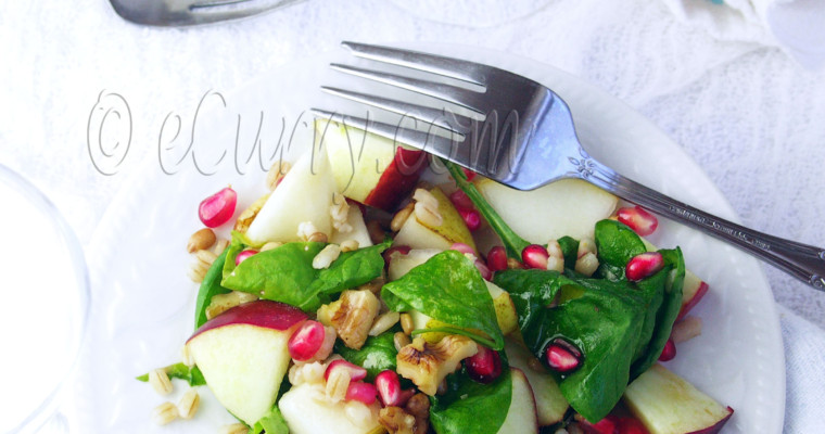 Barley and Spinach Fall Salad with Maple Syrup Vinaigrette