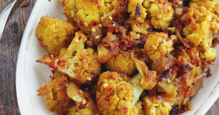 Pan Fried Cauliflower with Yogurt and Soy Sauce