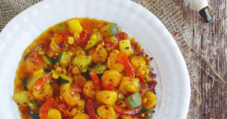 Shrimp Stew with Zucchini Tomato and Lentil