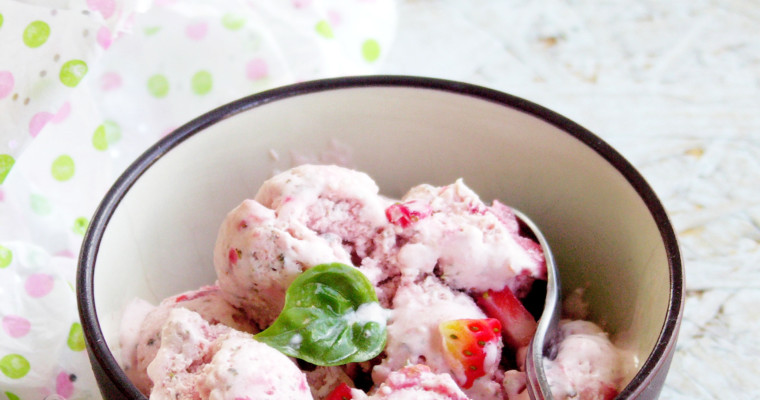 Fresh Strawberry Basil Ice Cream