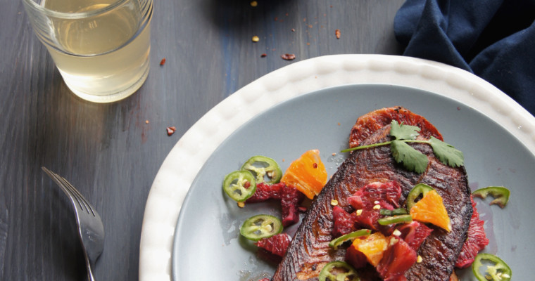 Glazed Salmon with Blood Orange Salsa