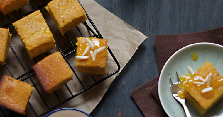 Almond, Orange Cake with Spiked Orange Sauce