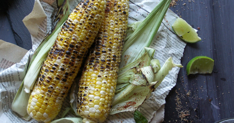 Grilled Corn with Lime and Chili, Basil Salt