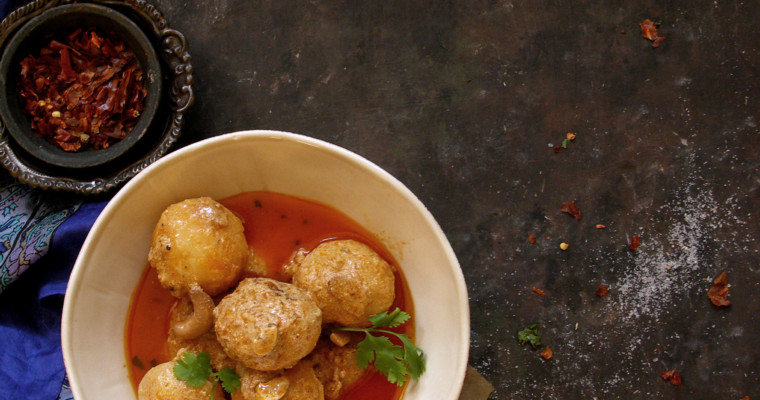 Kashmiri Dum Aloo: Baby Potatoes cooked in Fragrant Spices and Yogurt Sauce