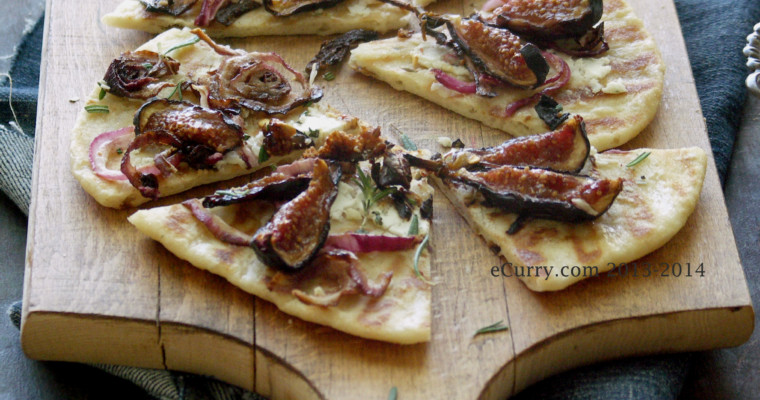 Naan Pizza with Goat Cheese, Balsamic Roasted Figs & Onion